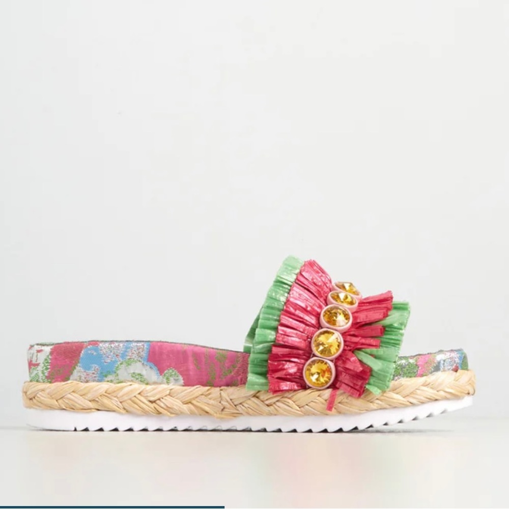 Betsey Johnson Vacation Elation Slides in Pink Gems - Picture 2 of 6